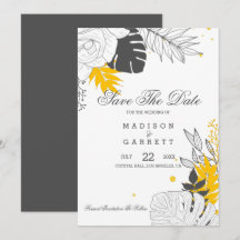 Convite De Folhas Amarelas E Brancas