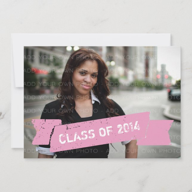 Convite de Formando de Banner de Grunge Rosa (Frente)