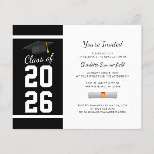 Convite de Formatura 2026 Preto e Branco para Fest