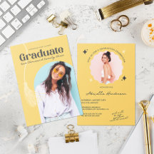 Convite de Formatura Amarelo Moderno e Retrô