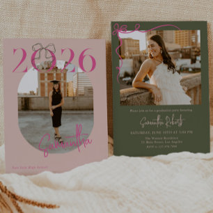 Convite de Formatura Arco Coquette Rosa Verde 2026