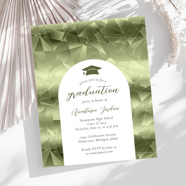 Convite de Formatura Arco Geo Glam Verde Oliva Orç (Criador carregado)