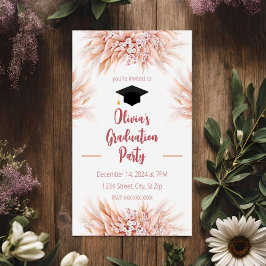 Convite de Formatura Boho com Grama Pampas Rosa