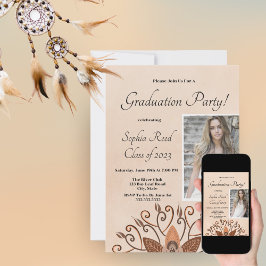 Convite de Formatura Boho Foto Mandala Terracota