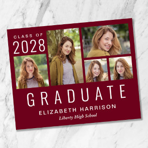 Convite de Formatura Burgundy com Foto Econômico