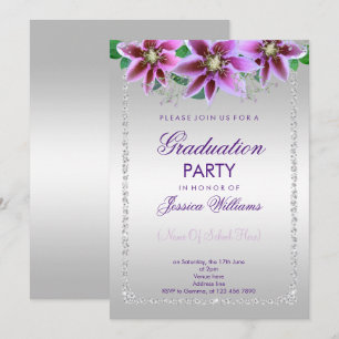 Convite de Formatura Classy Diamonds & Flowers