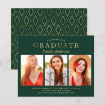 Convite de Formatura com 3 Fotos Orçamento Verde D