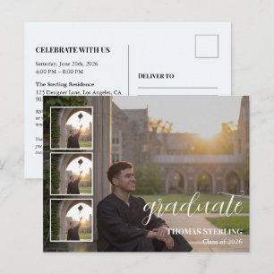 Convite de Formatura com 4 Fotos Elegante em Forma