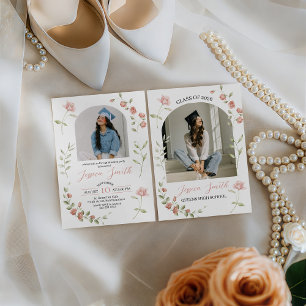 Convite de Formatura com Arco Floral de Pêssego pa