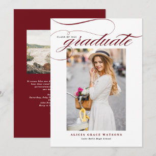 Convite de Formatura com Caligrafia Elegante em Bo