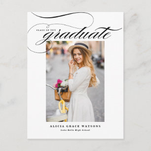 Convite de Formatura com Caligrafia Elegante Preta