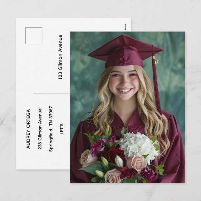 Convite de Formatura com Caligrafia Moderna Simple (Frente/Verso)