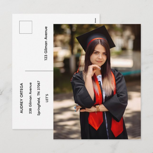 Convite de Formatura com Caligrafia Moderna Simple (Frente/Verso)