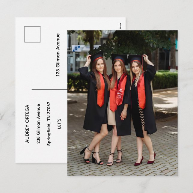 Convite de Formatura com Caligrafia Moderna Simple (Frente/Verso)
