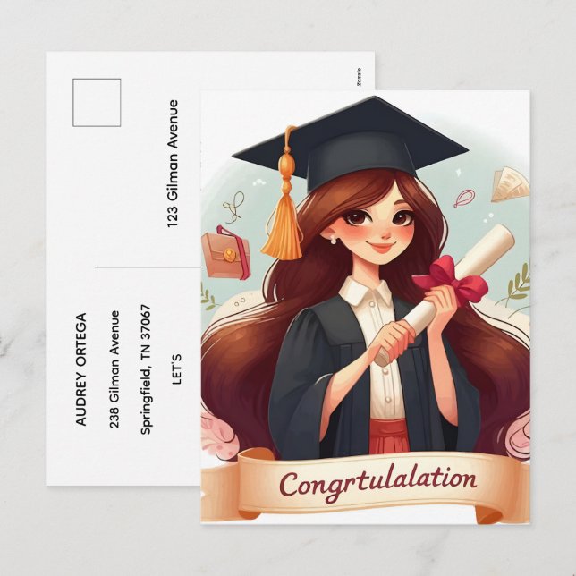 Convite de Formatura com Caligrafia Moderna Simple (Frente/Verso)