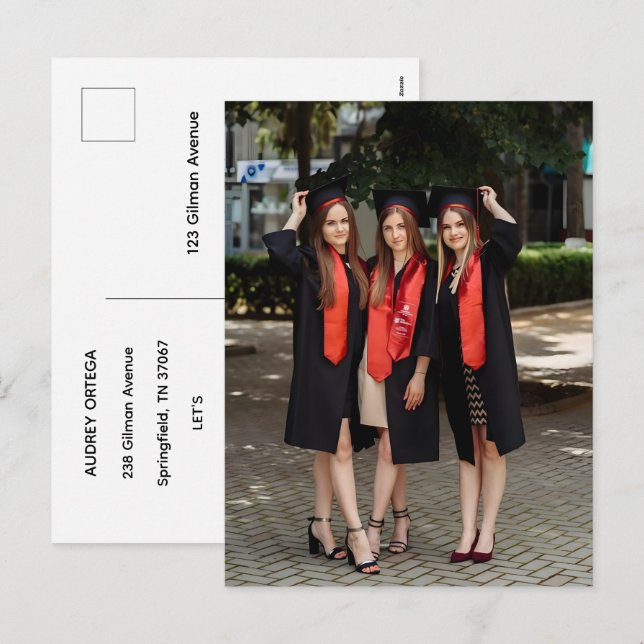 Convite de Formatura com Caligrafia Moderna Simple (Frente/Verso)