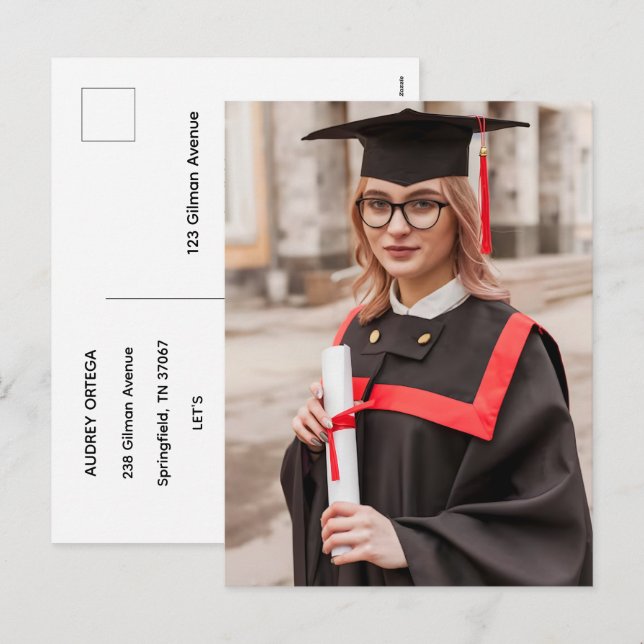 Convite de Formatura com Caligrafia Moderna Simple (Frente/Verso)