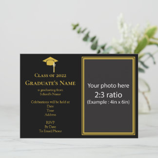 Convite de Formatura com Cartola (Tema Dourado)