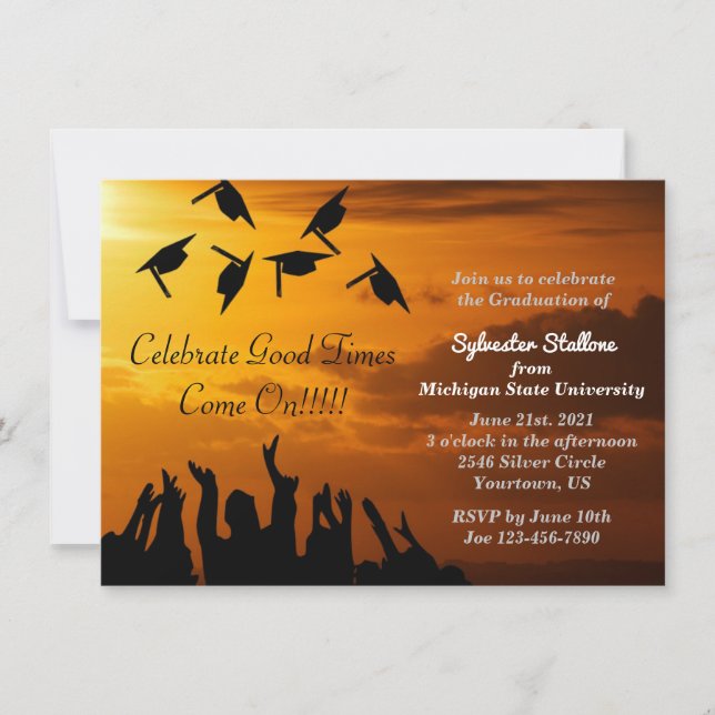 Convite de Formatura com Chapéus no Ar (Frente)