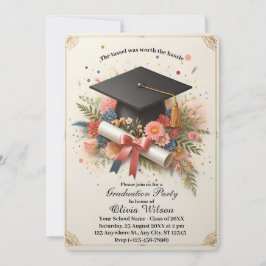 Convite de Formatura com Charme Vintage Floral