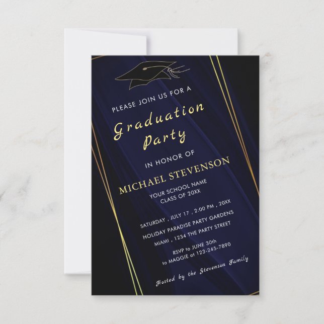 Convite de Formatura com Código QR Exemplo de Desi (Frente)