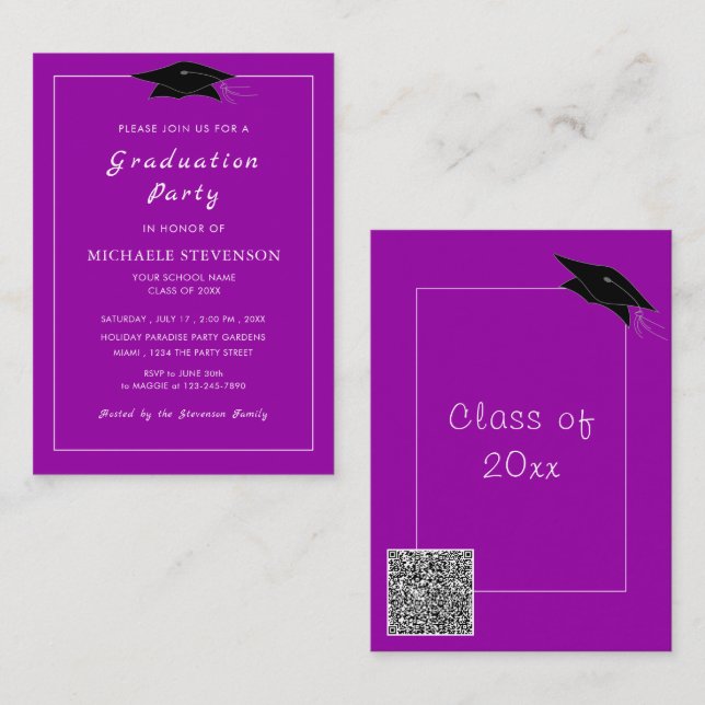 Convite de Formatura com Código QR Personalizado S (Frente/Verso)