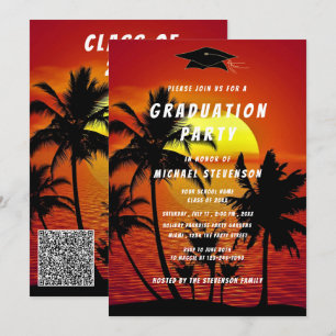 Convite de Formatura com Código QR Pôr do Sol Trop