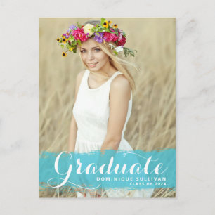 Convite de Formatura com Efeito de Aguarela Azul