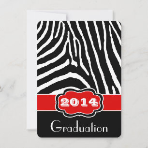 Convite de Formatura com Estampa de Zebra Vermelha