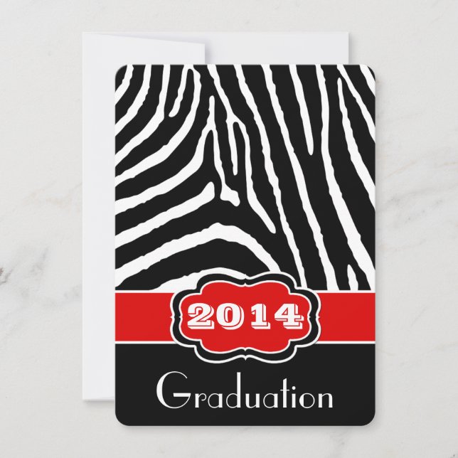 Convite de Formatura com Estampa de Zebra Vermelha (Frente)