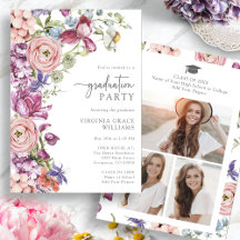 Convite de Formatura com Estampa Floral Moderna
