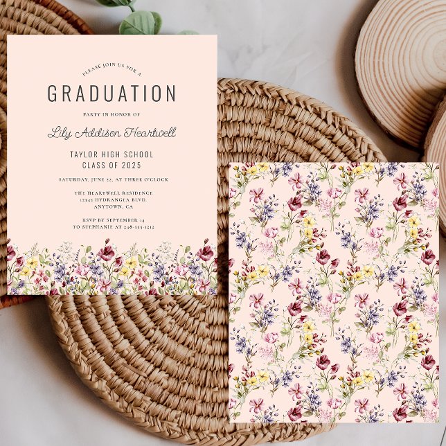 Convite de Formatura com Estilo Blush e Padrão de  (Criador carregado)