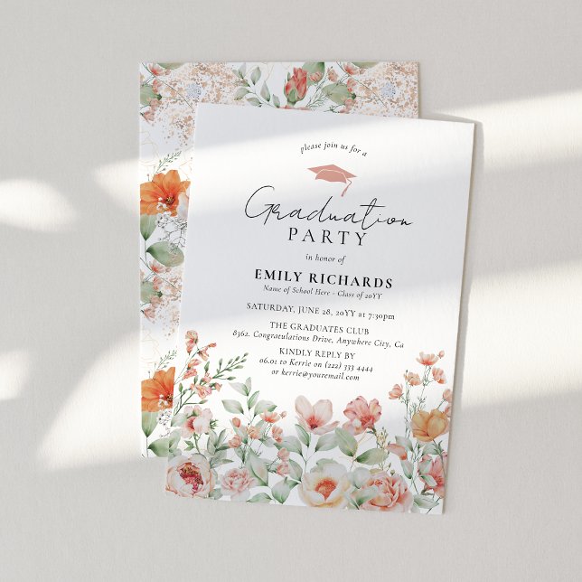 Convite de Formatura com Floral de Pêssego Botânic (Criador carregado)