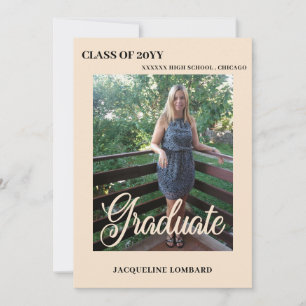 Convite de Formatura com Fonte Fotográfica Bege