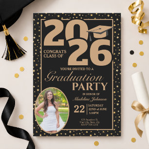 Convite de Formatura com Foto Black and Gold 2026