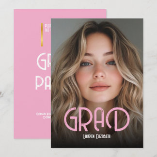 Convite de Formatura com Foto de Caligrafia Modern