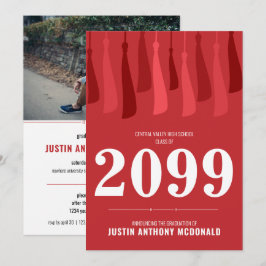 Convite de Formatura com Foto de Fileira Vermelha 