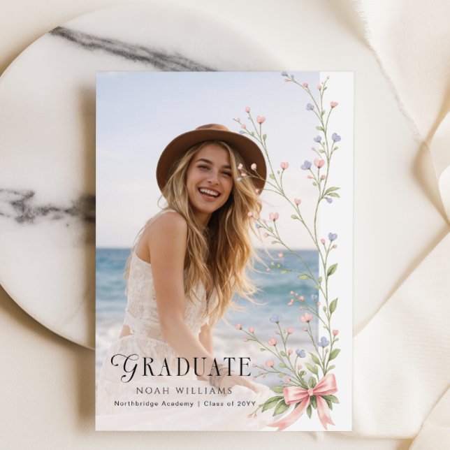 Convite de Formatura com Foto de Flor Silvestre e  (Criador carregado)
