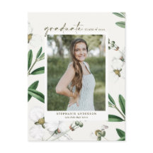 Convite de Formatura com Foto de Flores Brancas Bo