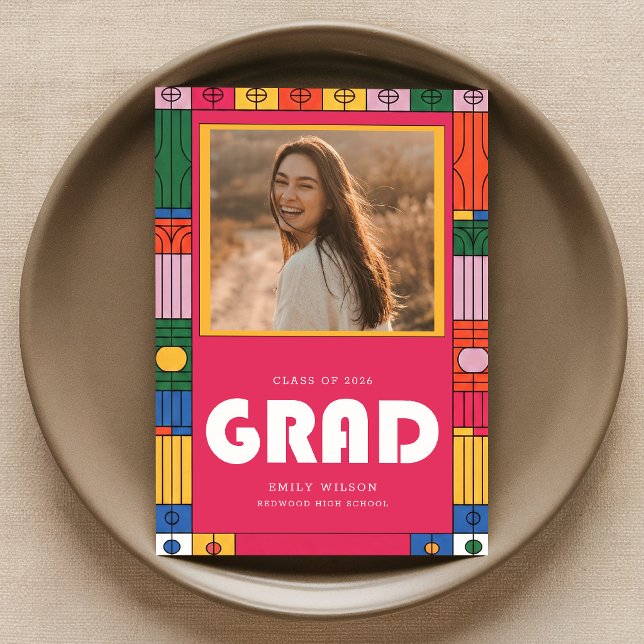 Convite de Formatura com Foto de Graduado em Cores (Criador carregado)