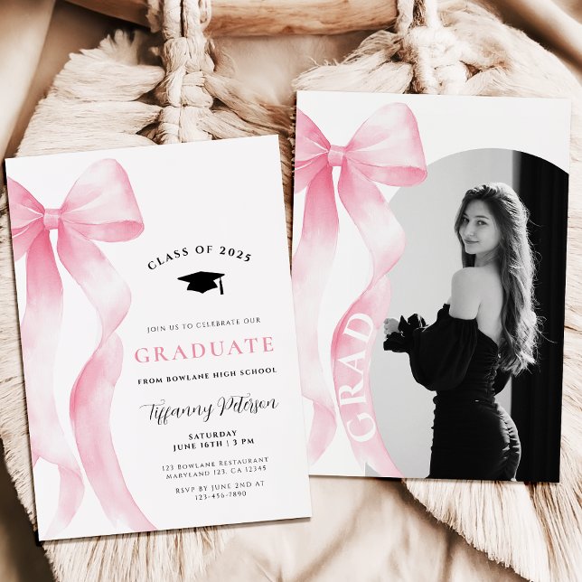 Convite de Formatura com Foto de Laço Rosa 2026 (Criador carregado)