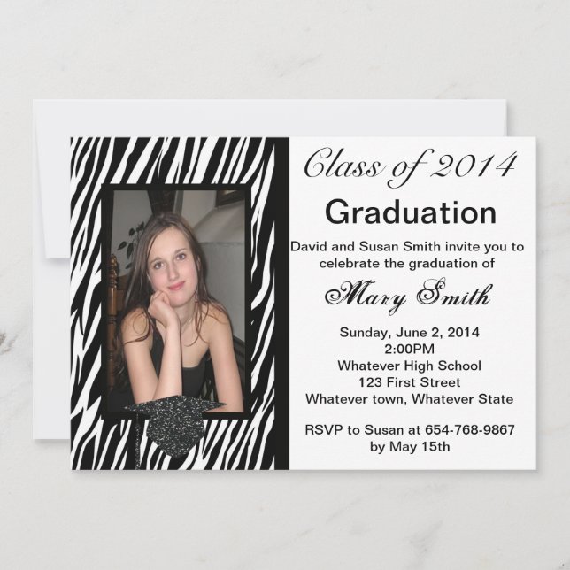 Convite de Formatura com Foto de Zebra (Frente)