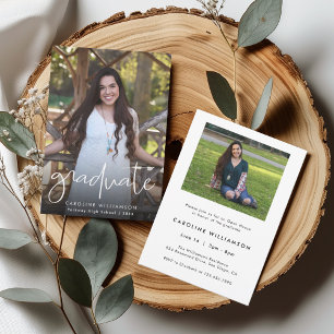 Convite de Formatura com Foto e Caligrafia Elegant