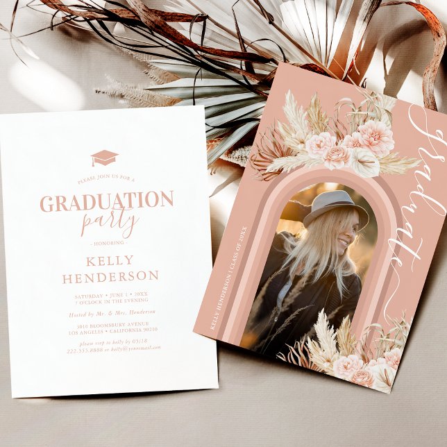 Convite de Formatura com Foto e Grama Pampas Flora (Criador carregado)