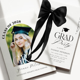 Convite de Formatura com Foto e Laço Preto
