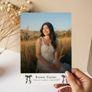 Convite de Formatura com Foto e Laço Preto Elegant