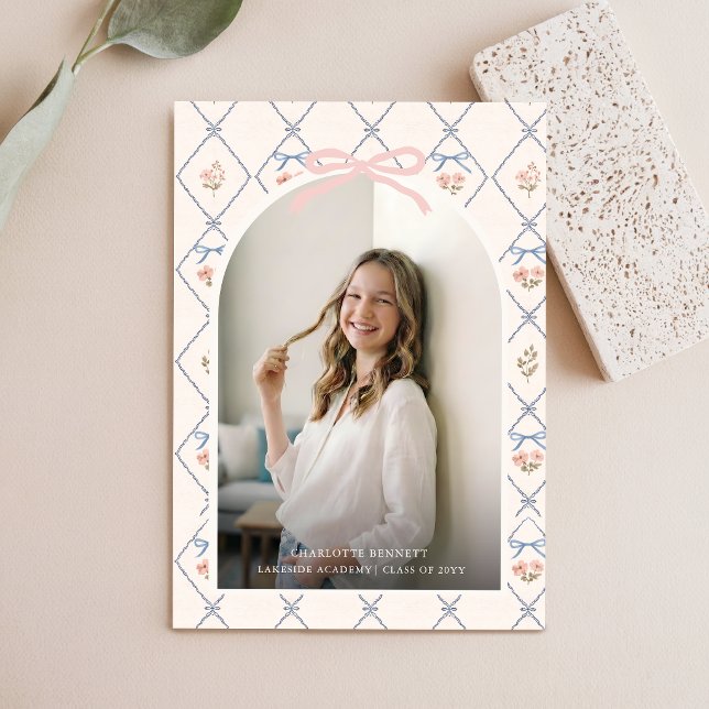 Convite de Formatura com Foto e Laço Rosa de Flor  (Criador carregado)