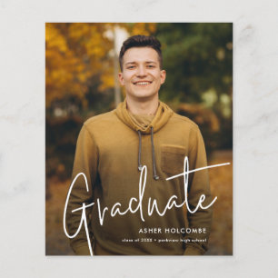 Convite de Formatura com Foto e Letra Moderna Econ