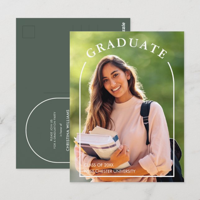 Convite de Formatura com Foto e Script Moderno no  (Frente/Verso)