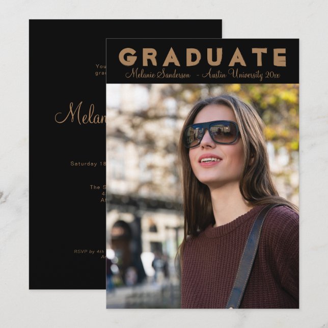 Convite de Formatura com Foto Elegante  (Frente/Verso)